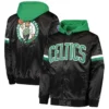 75th Anniversary Boston Celtics Full-Snap Satin BlackKelly Green Hoodie Jacket