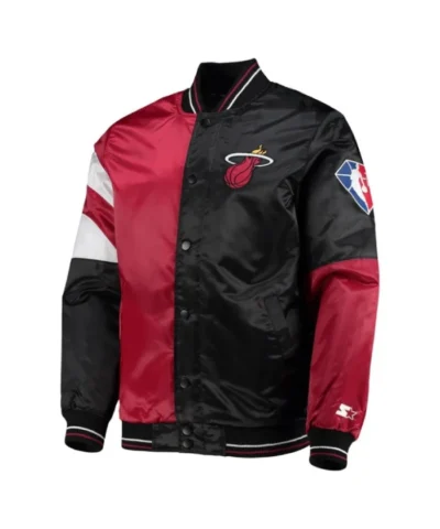 Miami Heat 75th Anniversary Full-Snap RedBlack Leader Color Jacket