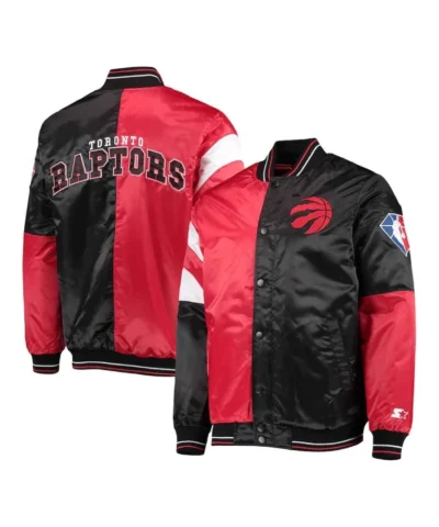 75th Anniversary Toronto Raptors Leader Color Block Full-Snap Satin Jacket