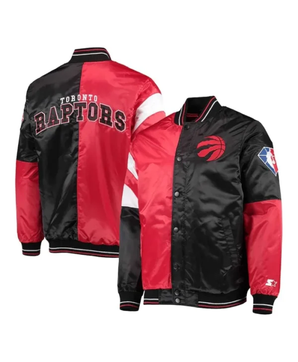 75th Anniversary Toronto Raptors Leader Color Block Full-Snap Satin Jacket