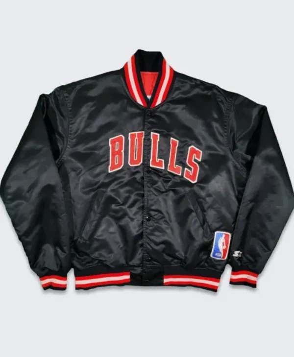 Shop Starter Chicago Bulls 80s Black Full-Snap Satin Jacket
