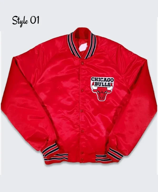 Chicago Bulls 80s Satin Full-Snap Red Jacket