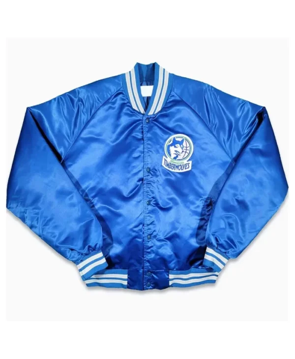 Minnesota Timberwolves 80’s Full-Snap Blue Satin Jacket