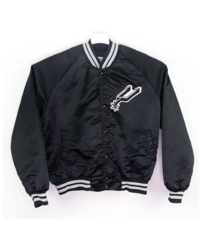 Starter San Antonio Spurs 80s Full-Snap Black Satin Jacket