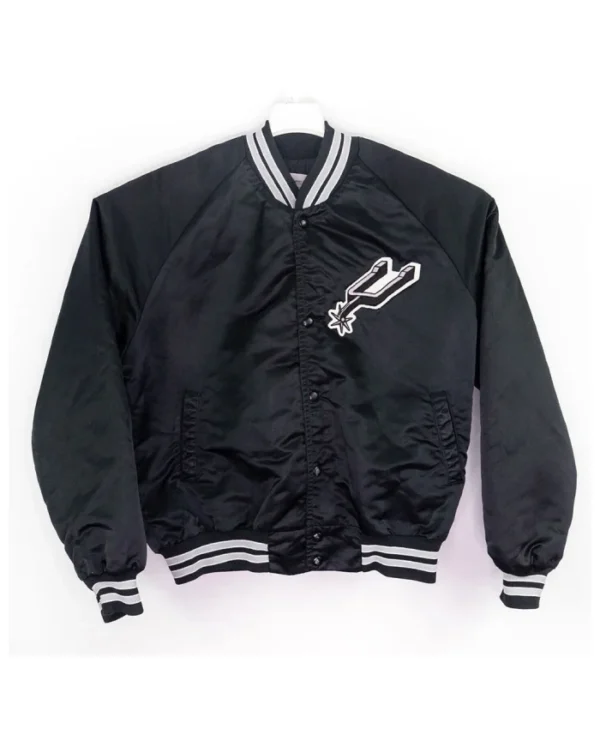 Starter San Antonio Spurs 80s Full-Snap Black Satin Jacket