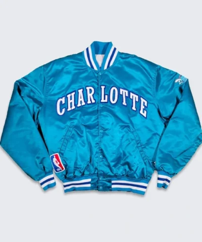 Shop Blue Starter Charlotte Hornets 90s Full-Snap Satin Jacket