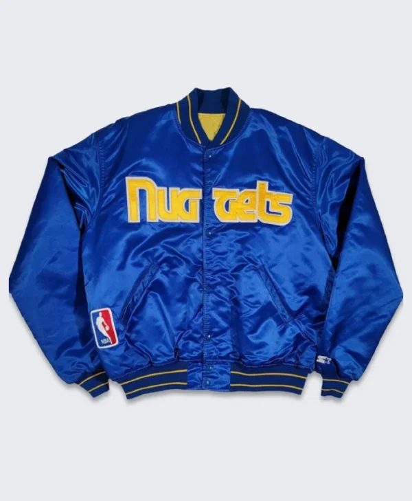Starter Denver Nuggets 90’s Full-Snap Blue Satin Jacket