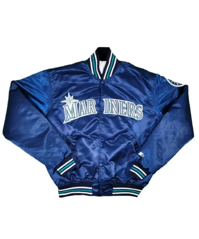 Starter Seattle Mariners 90’s Navy Full-Snap Satin Jacket