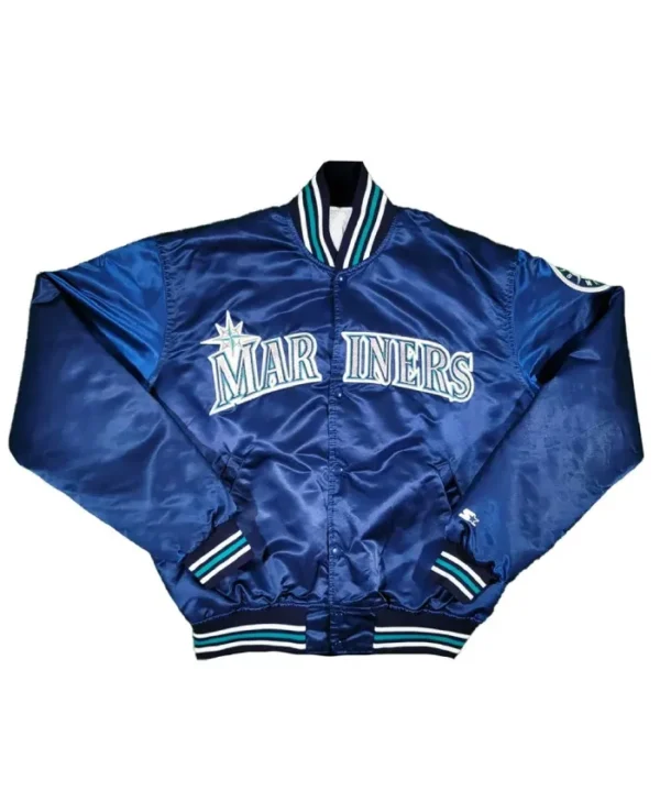 Starter Seattle Mariners 90’s Navy Full-Snap Satin Jacket