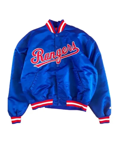 Starter Texas Rangers 90’s Blue Full-Snap Satin Jacket