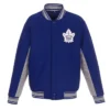 RoyalGray Toronto Maple Leafs Accent Full Snap Varsity Wool Jacket