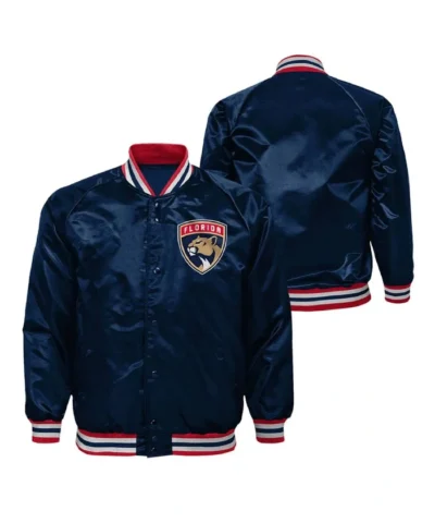 Ace Defender Youth Florida Panthers Navy Full-Snap Satin Jacket