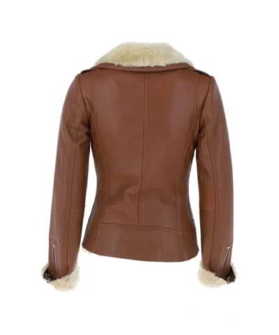 Womens Tan Shearling Leather Jacket