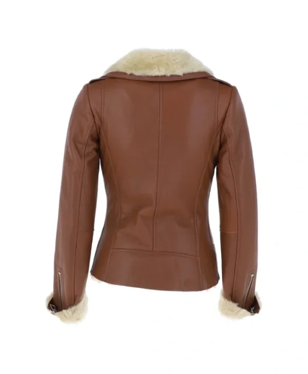 Womens Tan Shearling Leather Jacket