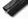 Asymmetrical Black Leather Biker Jacket For Women Close Up Cuffs