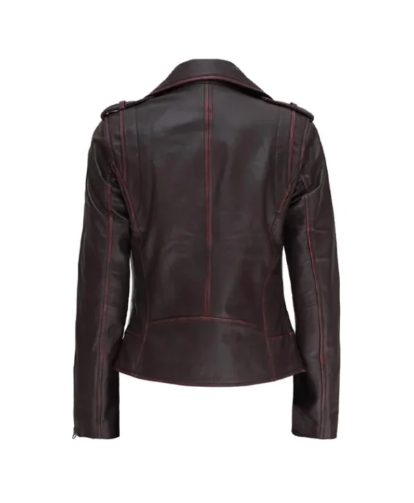 Women’s Asymmetrical Biker Brown Leather Jacket