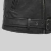 Asymmetrical Zipper Biker Leather Black Vest Mens