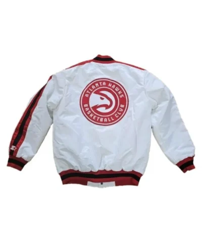 Classic Atlanta Hawks White Satin Jacket