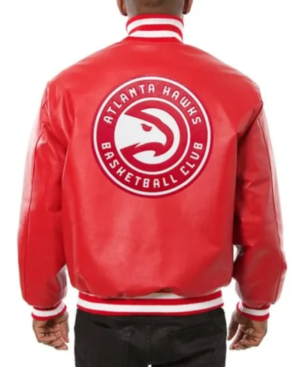 Atlanta Hawks Red Varsity Leather Jacket - Image 2