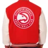 Atlanta Hawks Red and White Varsity Jacket