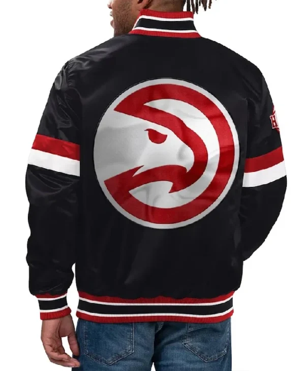 Home Game Atlanta Hawks Black Satin Jacket