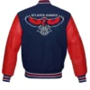 Atlanta Hawks Red and Blue WoolLeather Varsity Jacket