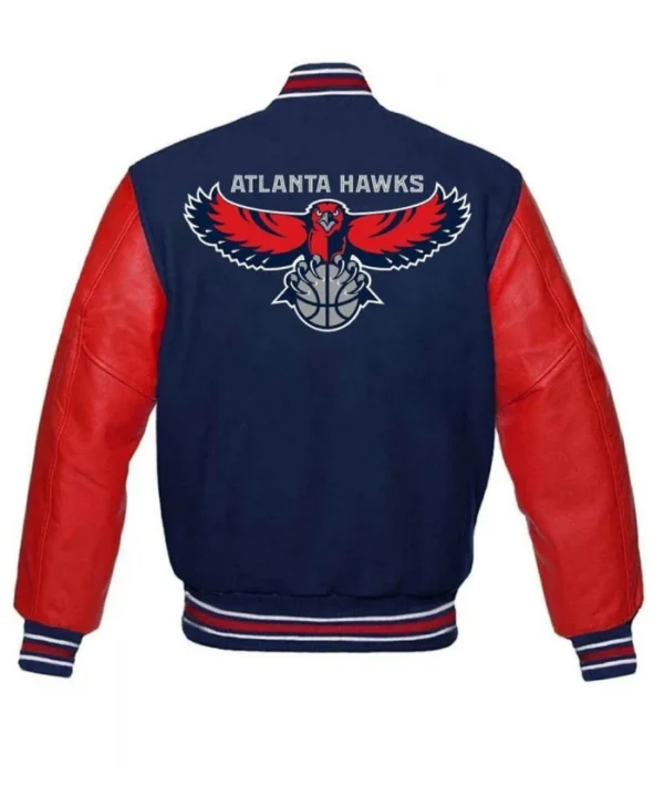 Atlanta Hawks Red and Blue WoolLeather Varsity Jacket