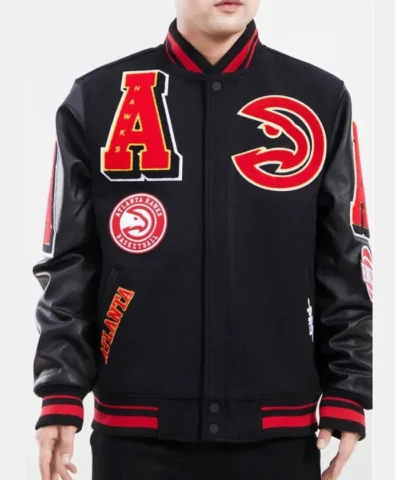 Mashup Atlanta Hawks Black Full-Snap Varsity Jacket