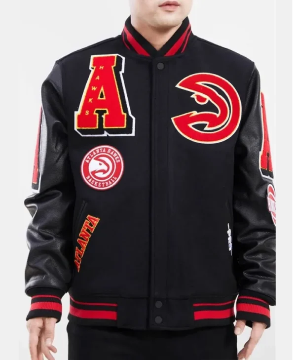 Mashup Atlanta Hawks Black Full-Snap Varsity Jacket