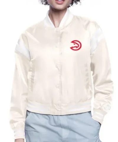 Atlanta Hawks Printed Logo Varsity Satin Jacket