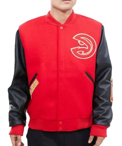 Atlanta Hawks Letterman Varsity WoolLeather Jacket
