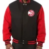 Atlanta Hawks Red and Black Wool Full-Snap Varsity Jacket