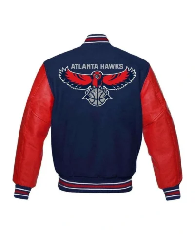 Atlanta Hawks Red and Blue Varsity WoolLeather Jacket