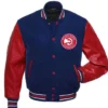 Atlanta Hawks Letterman Red and Blue Varsity WoolLeather Jacket