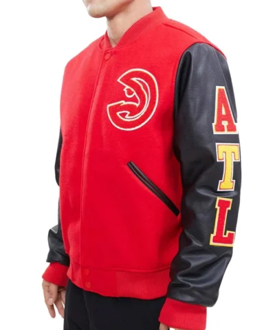 Atlanta Hawks Letterman Red Black Jacket