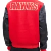 Atlanta Hawks RedBlack Letterman Varsity Wool with Leather Sleeves Jacket
