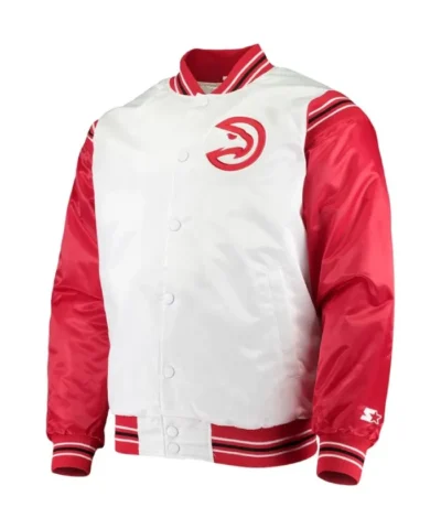 Atlanta Hawks Renegade Full-Snap Satin Red and White Jacket