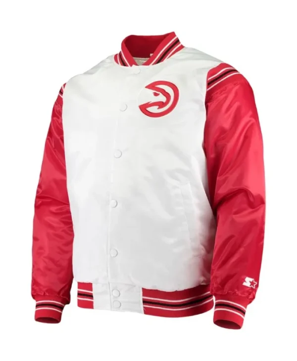 Atlanta Hawks Renegade Full-Snap Satin Red and White Jacket