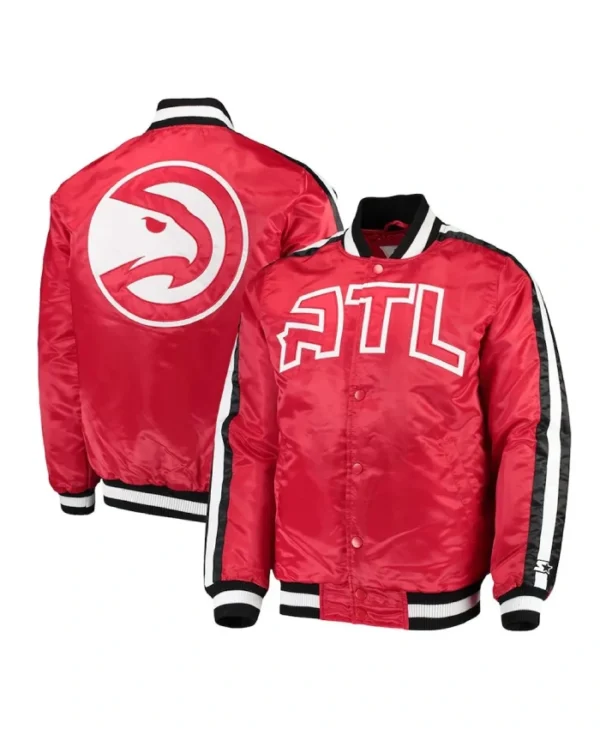Atlanta Hawks The Offensive Full-Snap Satin Red Varsity Jacket