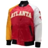 Atlanta Hawks Tricolor Full-Snap Satin Varsity Jacket