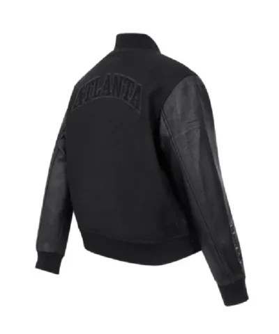Atlanta Hawks Triple Black WoolLeather Varsity Jacket