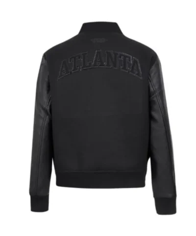 Atlanta Hawks Triple Black Full-Zip Wool and Leather Varsity Jacket