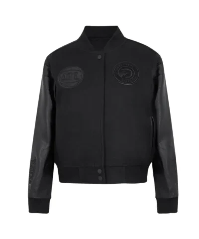 Atlanta Hawks Triple Black WoolLeather Jacket