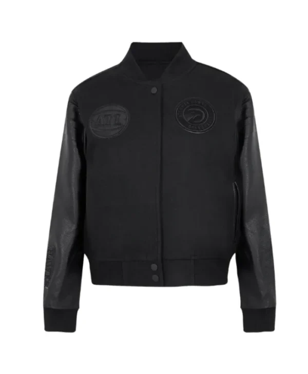 Atlanta Hawks Triple Black WoolLeather Jacket