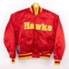 Vintage Atlanta Hawks Bomber Full-Snap Satin Red Jacket