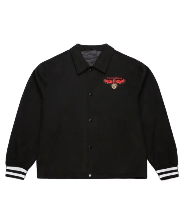 Atlanta Hawks Oversweep Wool Full-Snap Black Varsity Jacket
