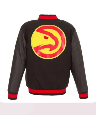 Atlanta Hawks Black WoolLeather Varsity Jacket