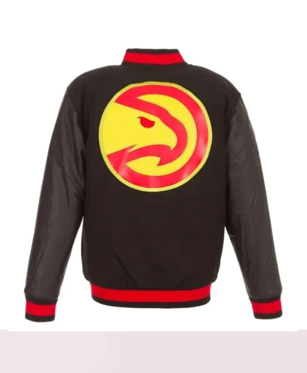 Atlanta Hawks Black WoolLeather Varsity Jacket