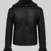 Aviator Shearling Black Jacket For Womens