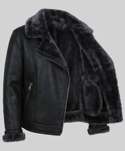 Aviator Shearling Black Jacket Womens